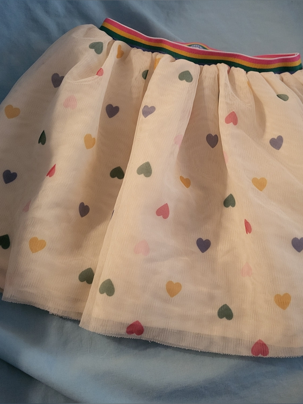 White Rainbow Heart Girls Skirt Sz 4T